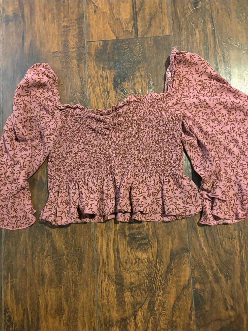 Lulus Smocked Off-Shoulder Peasant Top - Dusty Rose Floral